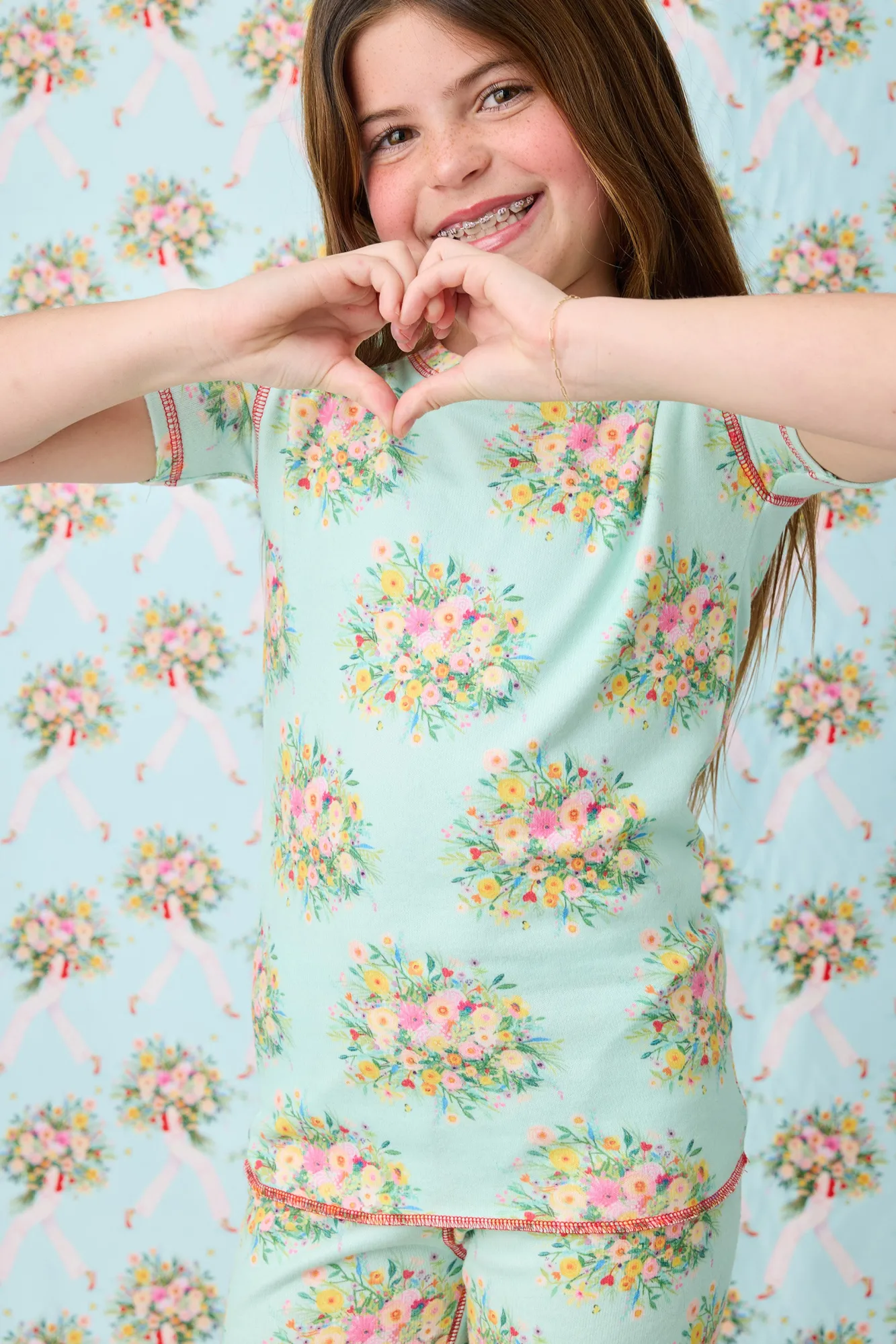 Kids P.J. Salvage Peachy | Kids>Adrian Valencia x PJS Floral Big Kid PJ Set