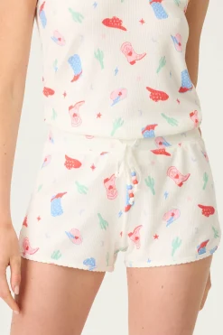 P.J. Salvage Bottoms | Peachy>American Honey Cowboy Print Shorts