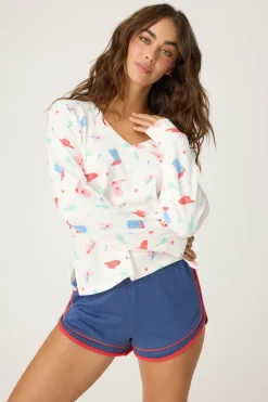 P.J. Salvage Tops | Peachy>American Honey Cowboy Print Long Sleeve Top