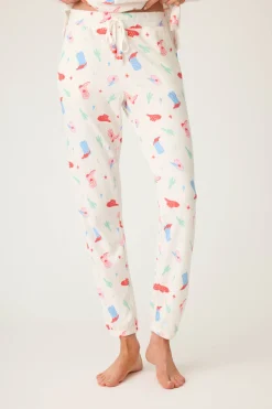 P.J. Salvage Bottoms | Peachy>American Honey Cowboy Print Banded Pants