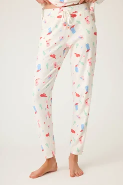 P.J. Salvage Bottoms | Peachy>American Honey Cowboy Print Banded Pants