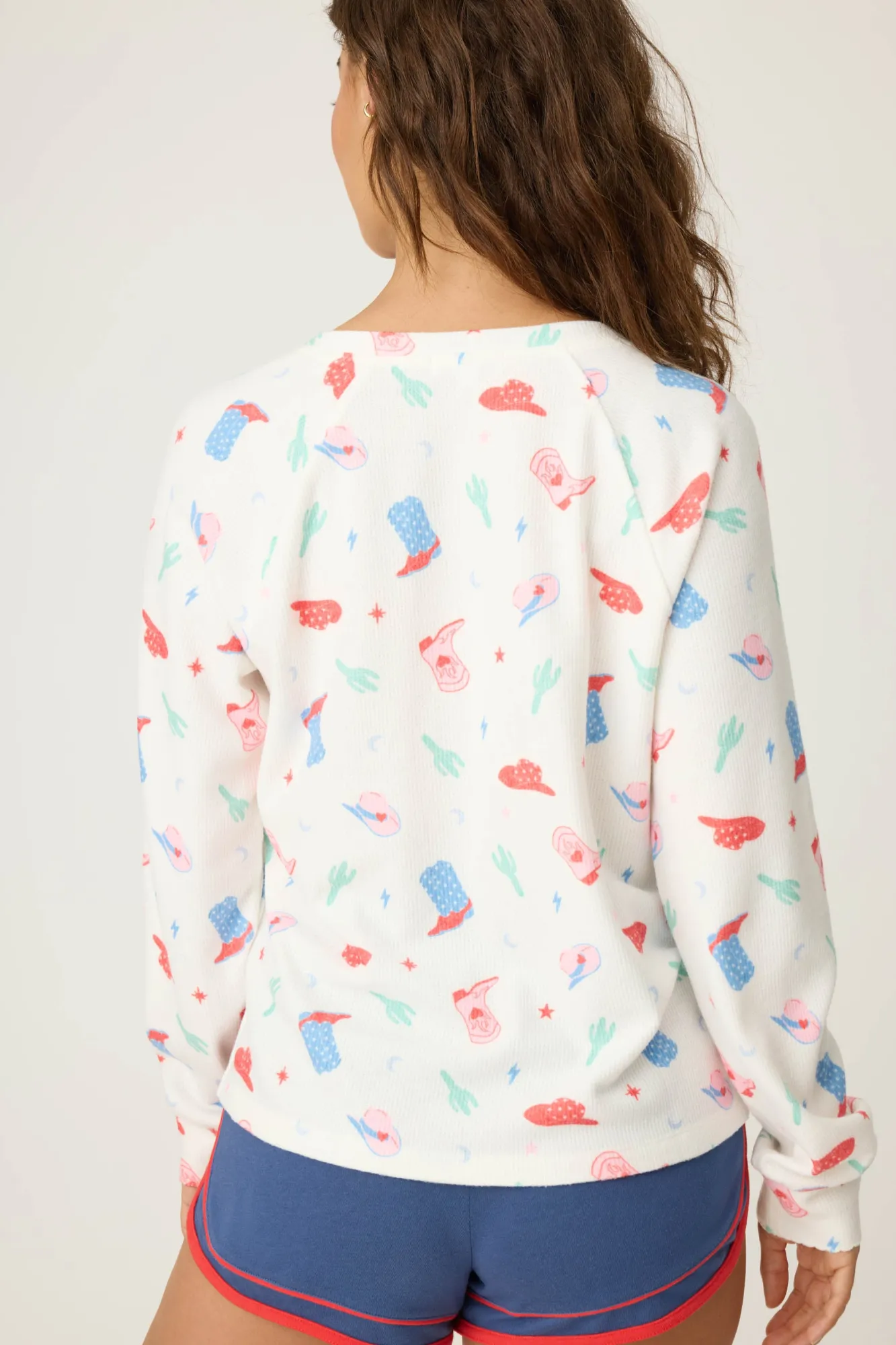 P.J. Salvage Tops | Peachy>American Honey Cowboy Print Long Sleeve Top