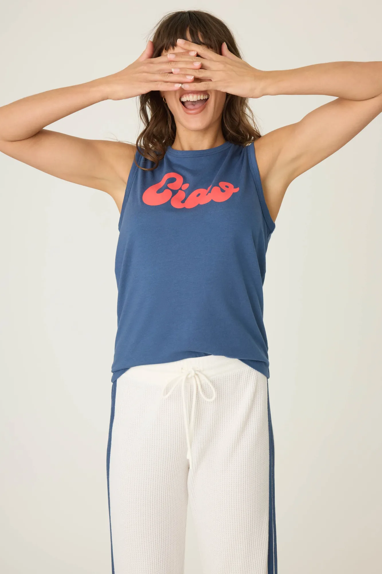 P.J. Salvage Tops | Graphic Prints>Back On Track Ciao Tank Top