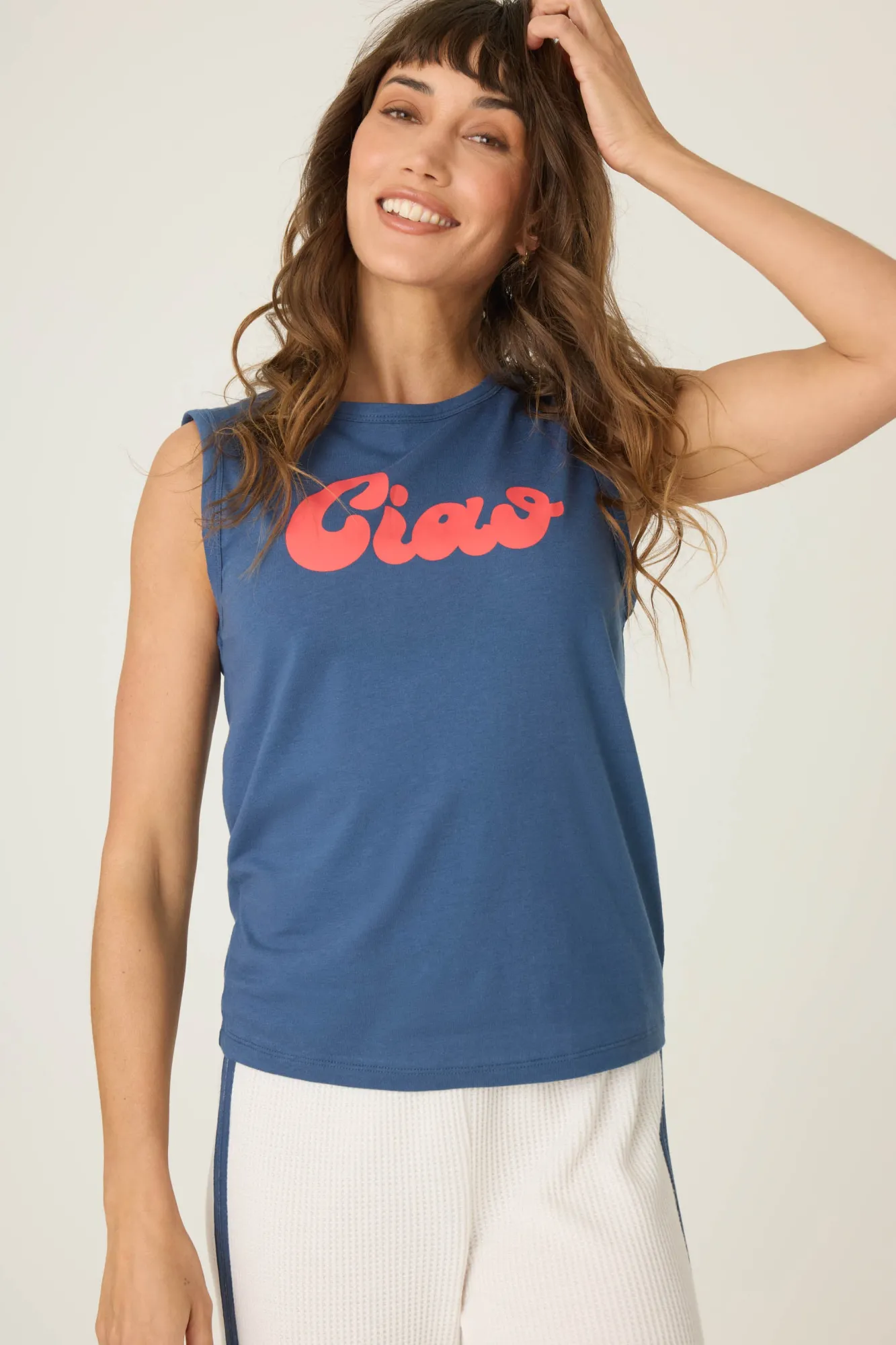P.J. Salvage Tops | Graphic Prints>Back On Track Ciao Tank Top