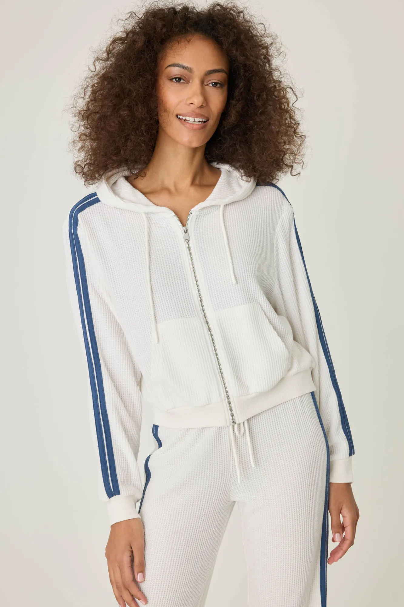 P.J. Salvage Loungewear | Loungewear>Back On Track Waffle Zip Hoodie