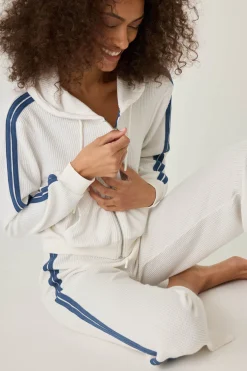 P.J. Salvage Loungewear | Loungewear>Back On Track Waffle Zip Hoodie