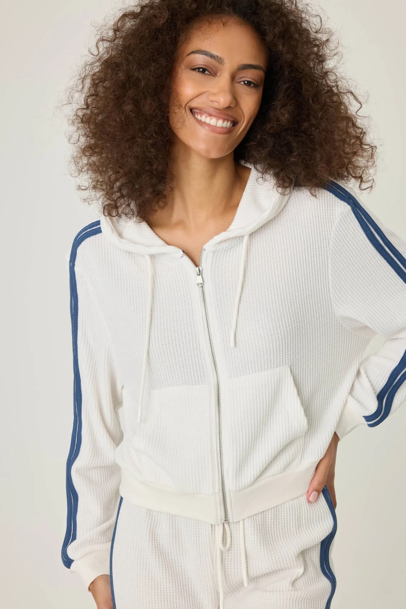 P.J. Salvage Loungewear | Loungewear>Back On Track Waffle Zip Hoodie