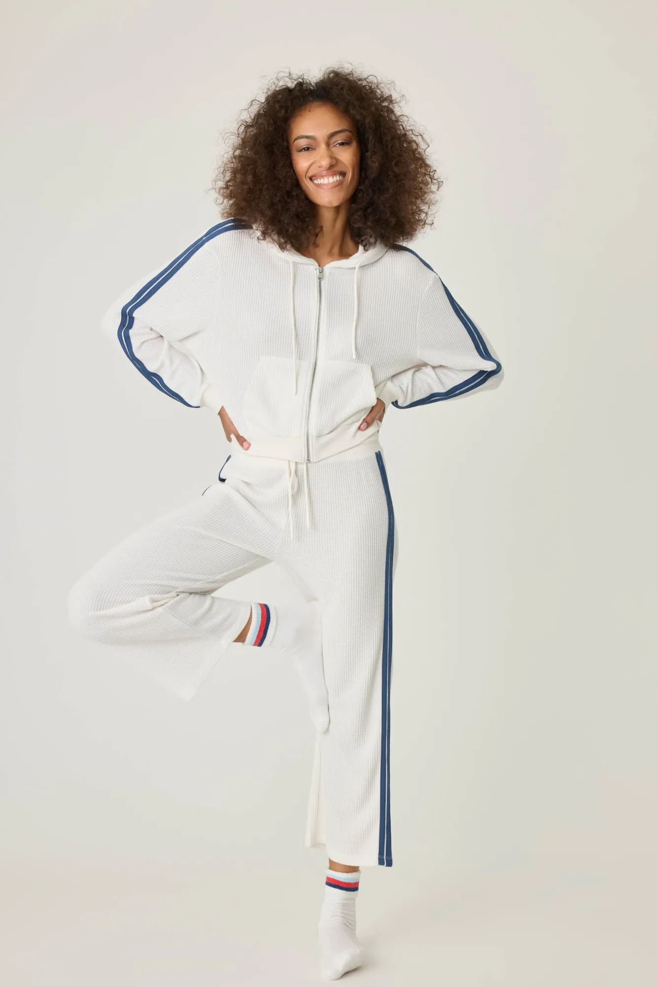 P.J. Salvage Loungewear | Loungewear>Back On Track Waffle Zip Hoodie