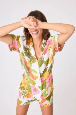 P.J. Salvage Tops | Florals & Botanicals>Copacabana Floral Short Sleeve Top