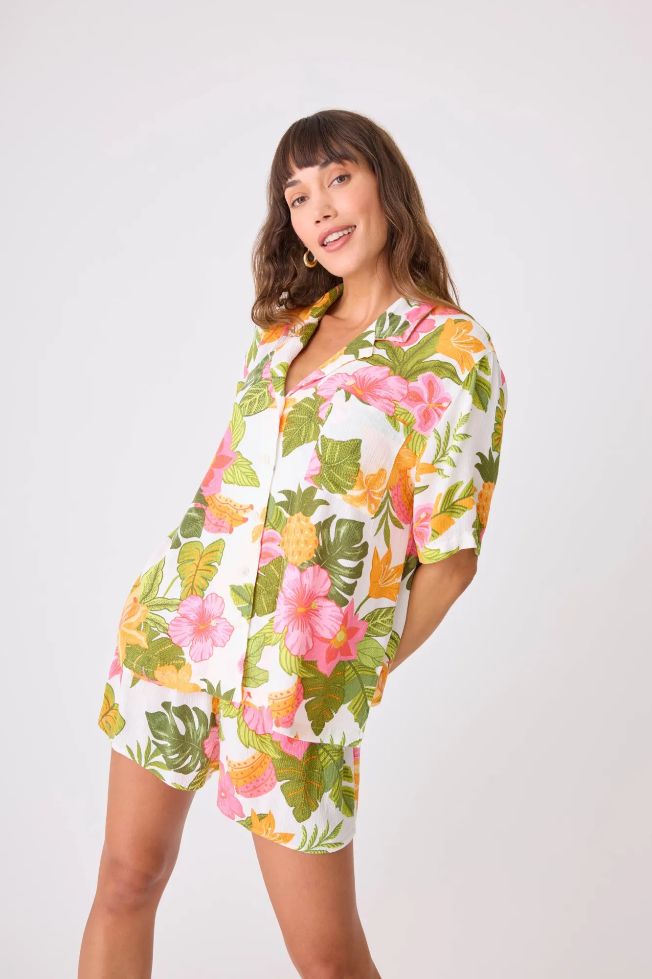 P.J. Salvage Tops | Florals & Botanicals>Copacabana Floral Short Sleeve Top