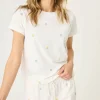 P.J. Salvage Tops | Florals & Botanicals>Dainty Daisy Embroidered Short Sleeve Top