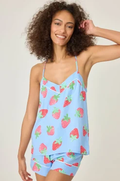 P.J. Salvage Tops | Stripes>Lazy Days Strawberry Tank Top