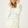 P.J. Salvage Loungewear | Loungewear>Limes & Sunshine Stripe Full Zip Hoodie