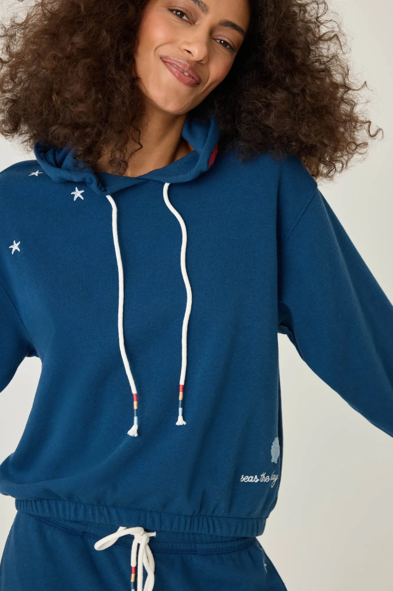P.J. Salvage Loungewear | Loungewear>Maritime Lounge Embroidered Hoodie
