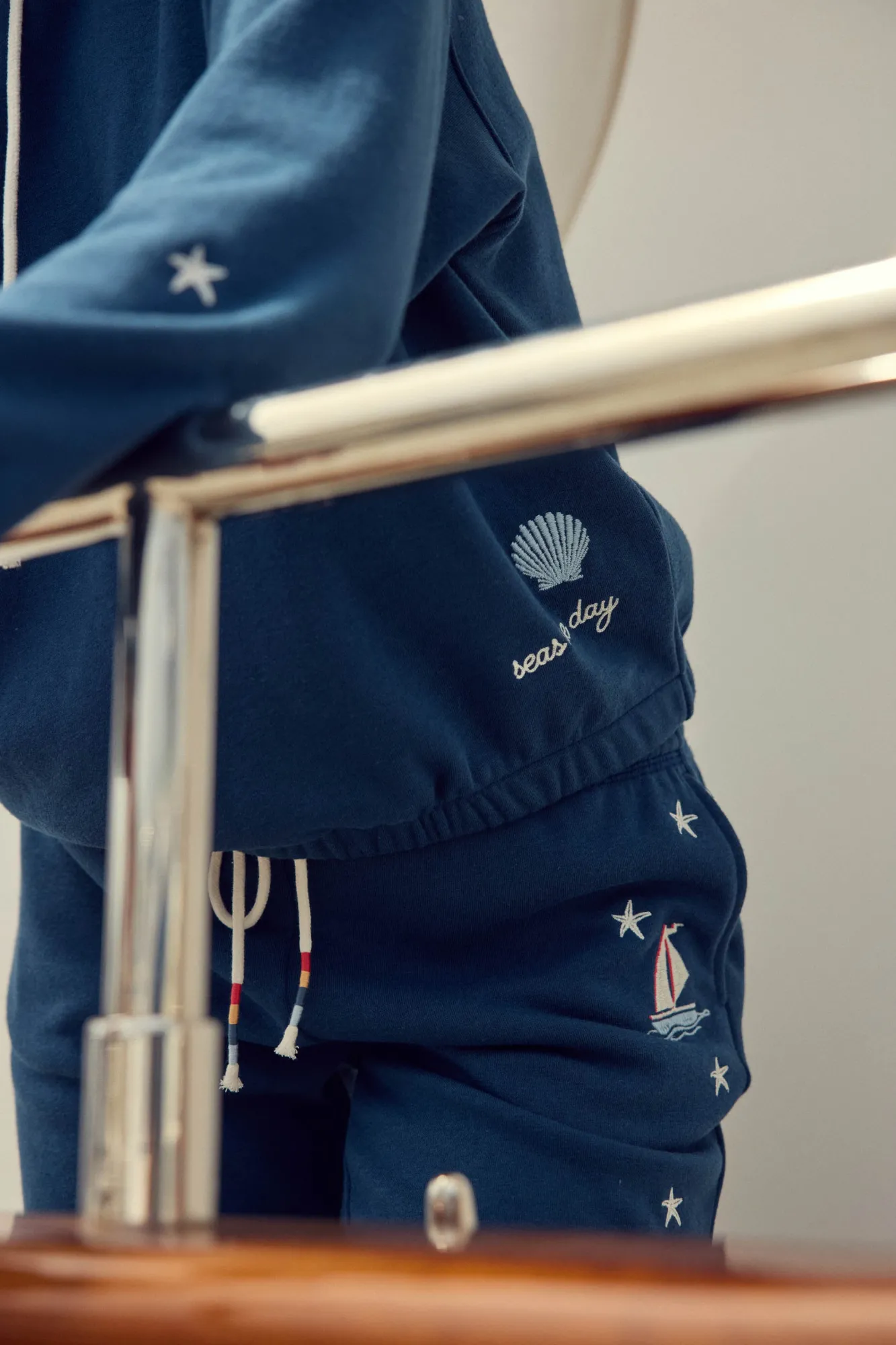P.J. Salvage Loungewear | Loungewear>Maritime Lounge Embroidered Hoodie