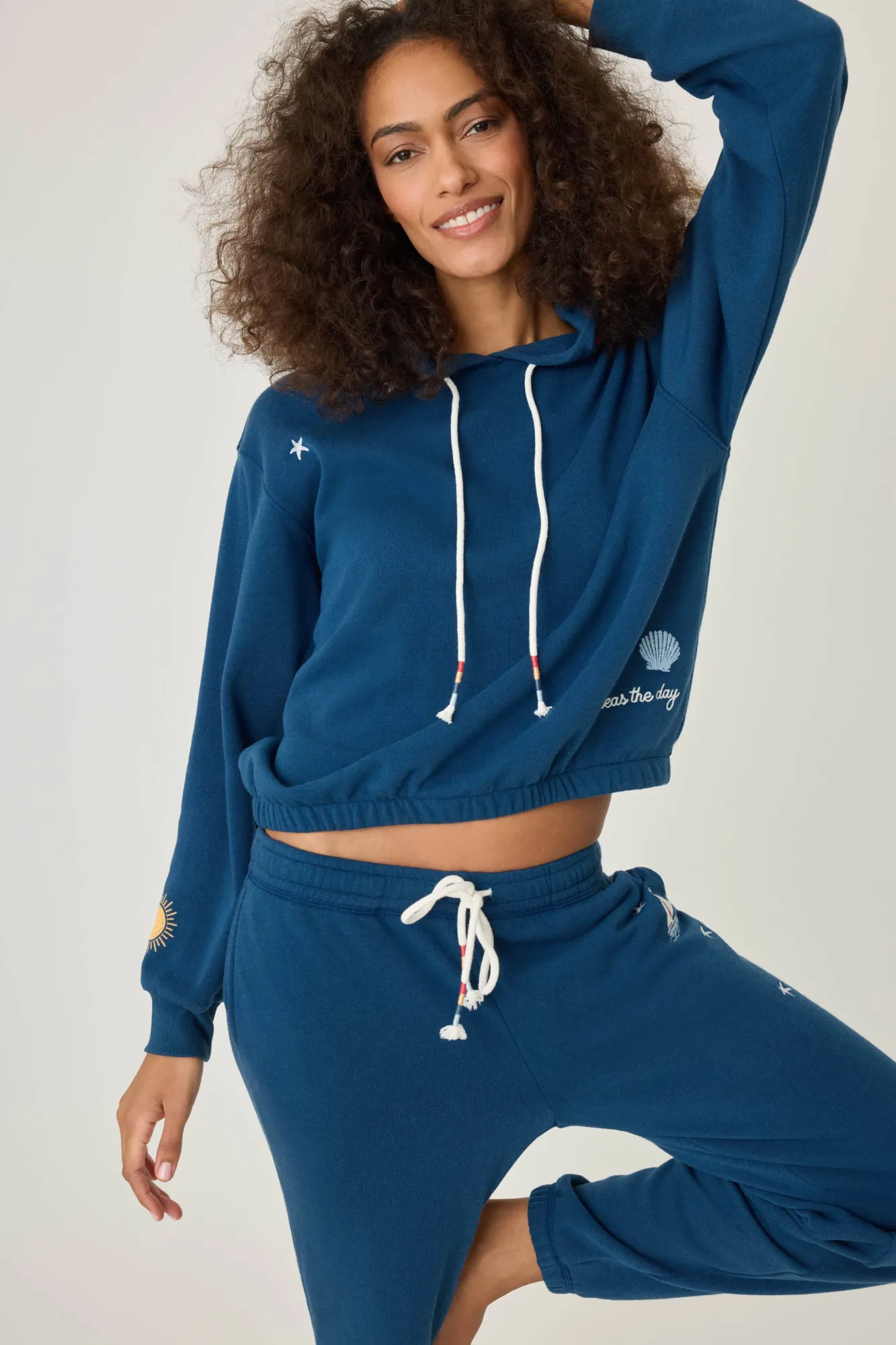 P.J. Salvage Loungewear | Loungewear>Maritime Lounge Embroidered Hoodie