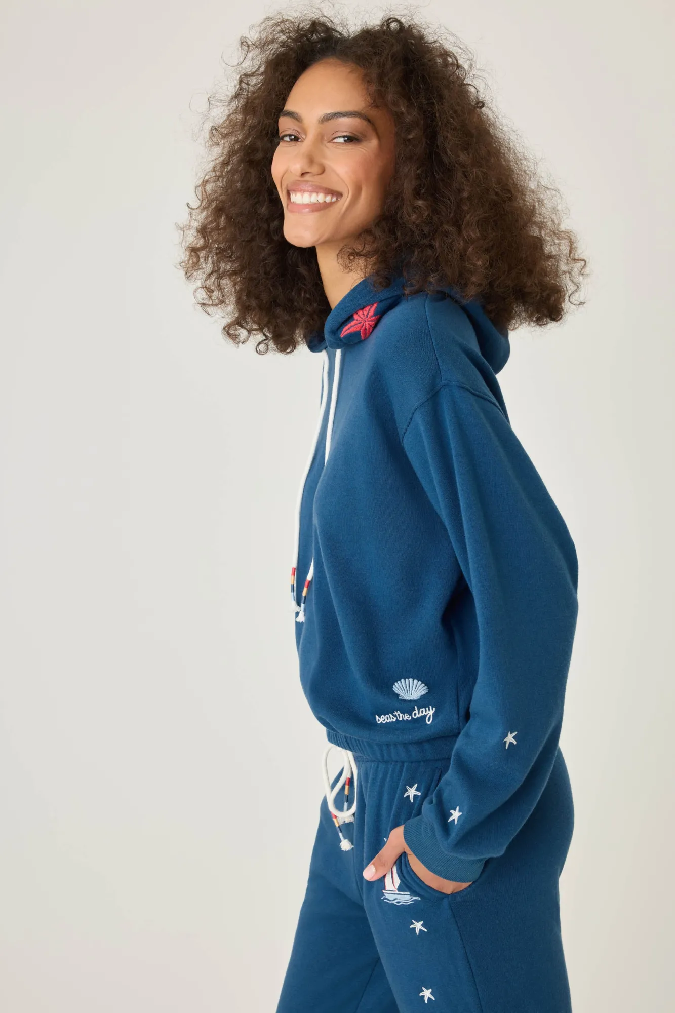 P.J. Salvage Loungewear | Loungewear>Maritime Lounge Embroidered Hoodie