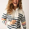 P.J. Salvage Loungewear | Loungewear>Maritime Lounge Stripe 1/4 Zip Top
