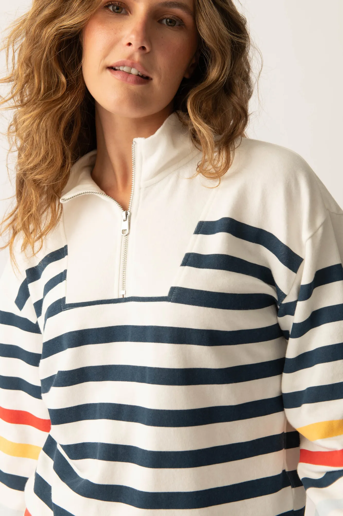 P.J. Salvage Loungewear | Loungewear>Maritime Lounge Stripe 1/4 Zip Top