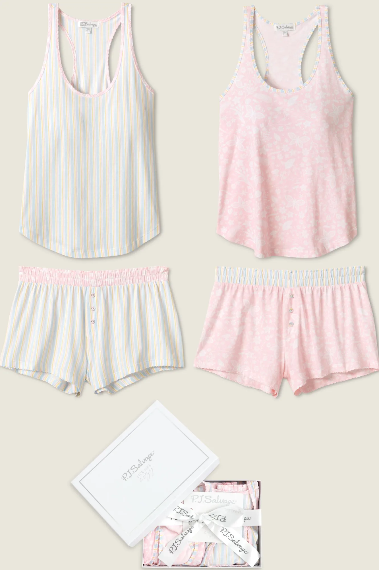 P.J. Salvage Pj Sets | Pj Sets>Mix & Match Floral & Stripe Gift Set