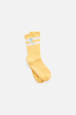 P.J. Salvage Socks | Cotton>Palm Tree Ribbed Crew Socks