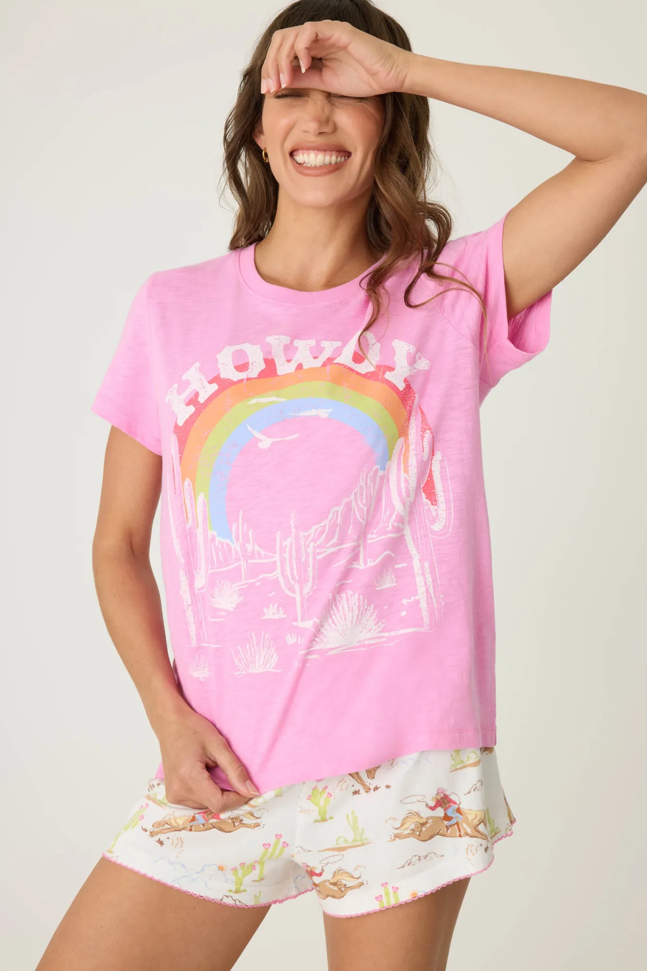 P.J. Salvage Pj Sets | Pj Sets>Playful Prints Western T-shirt & Short Set
