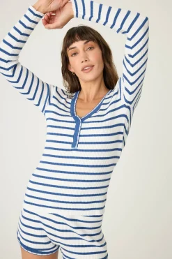 P.J. Salvage Tops | Stripes>Seaside Striped Rib Long Sleeve Top