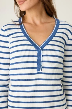 P.J. Salvage Tops | Stripes>Seaside Striped Rib Long Sleeve Top