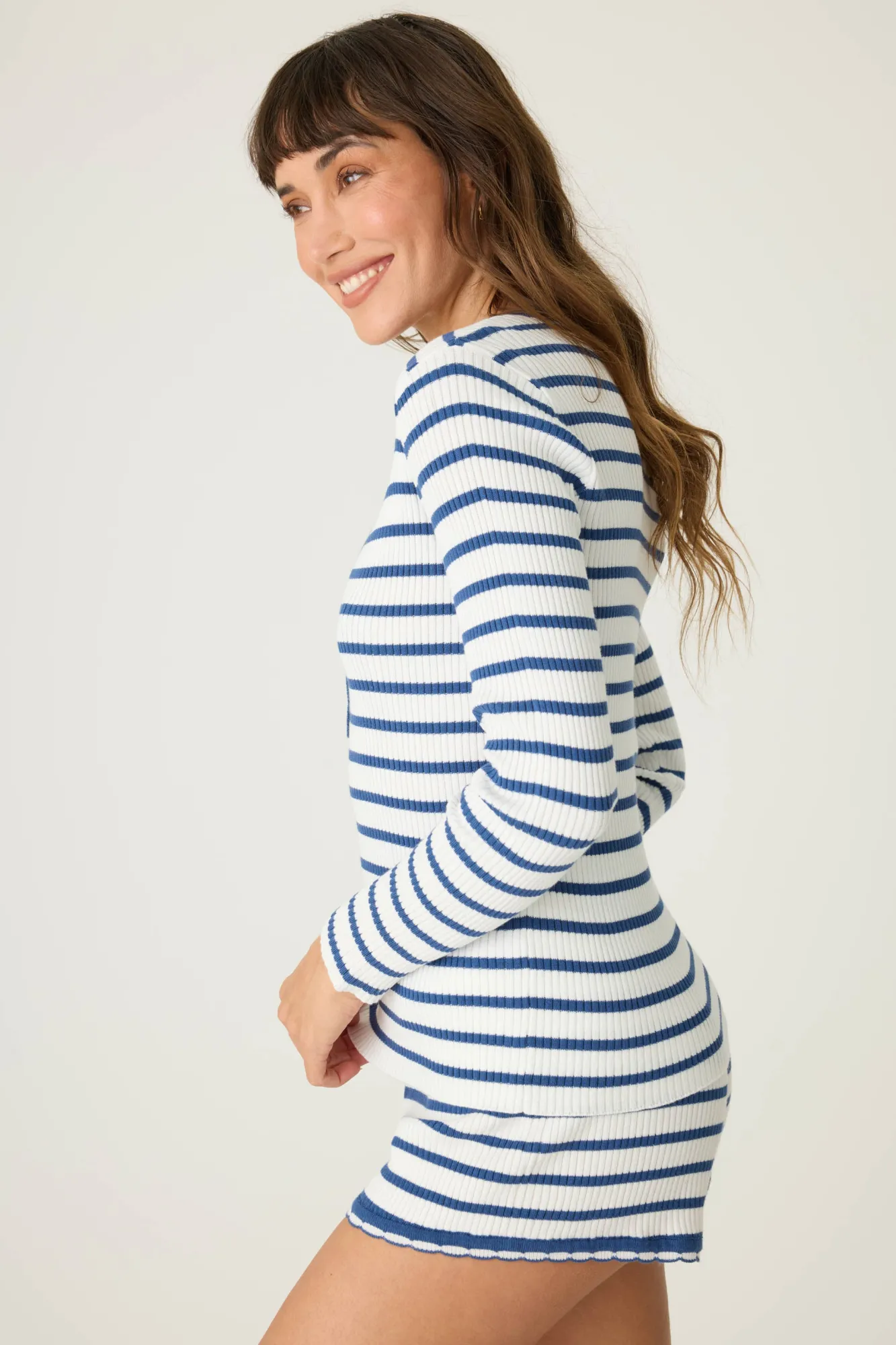P.J. Salvage Tops | Stripes>Seaside Striped Rib Long Sleeve Top