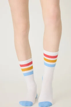 P.J. Salvage Socks | Stripes>Striped Ribbed Crew Socks