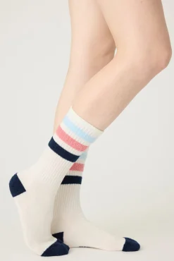 P.J. Salvage Socks | Stripes>Striped Ribbed Crew Socks
