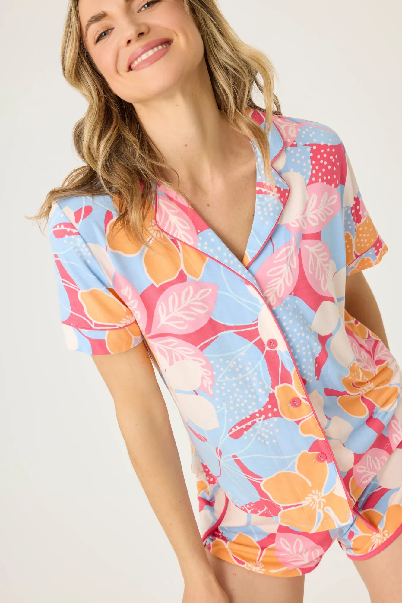 P.J. Salvage Tops | Florals & Botanicals>Tropical Dreams Floral Short Sleeve Top