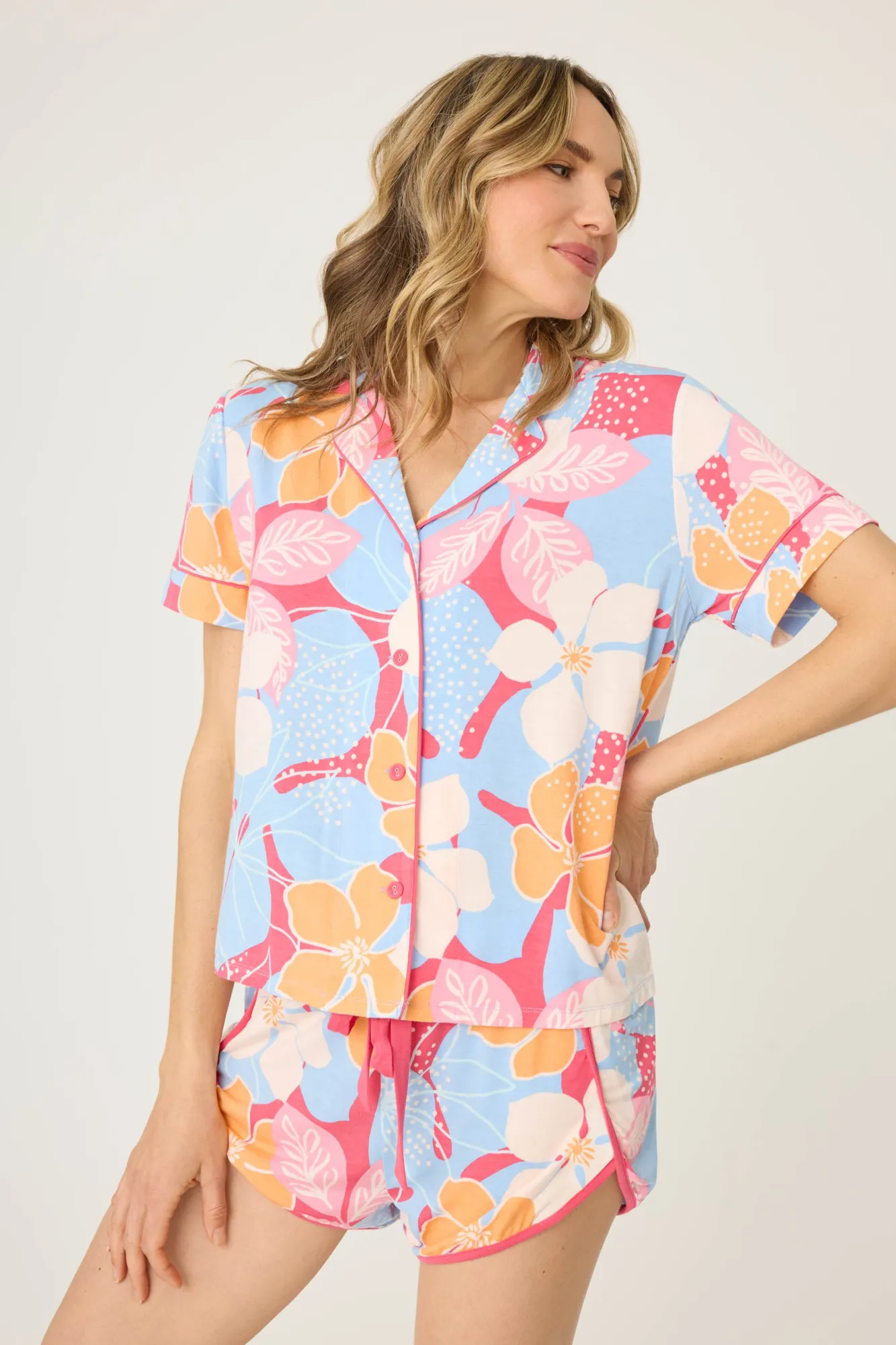 P.J. Salvage Tops | Florals & Botanicals>Tropical Dreams Floral Short Sleeve Top